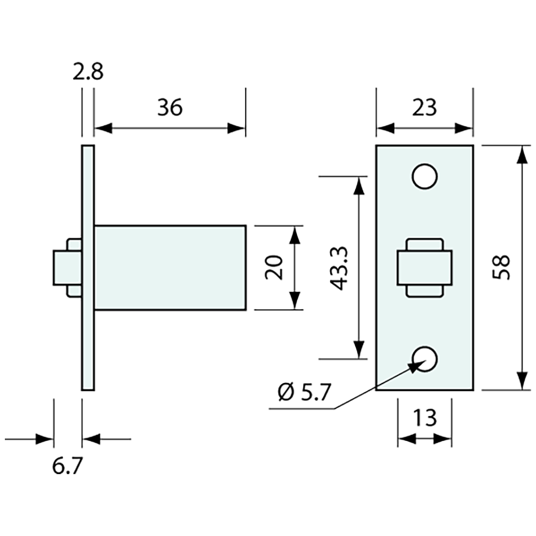 Adjustable Roller Latch and Strike Plate 58mm